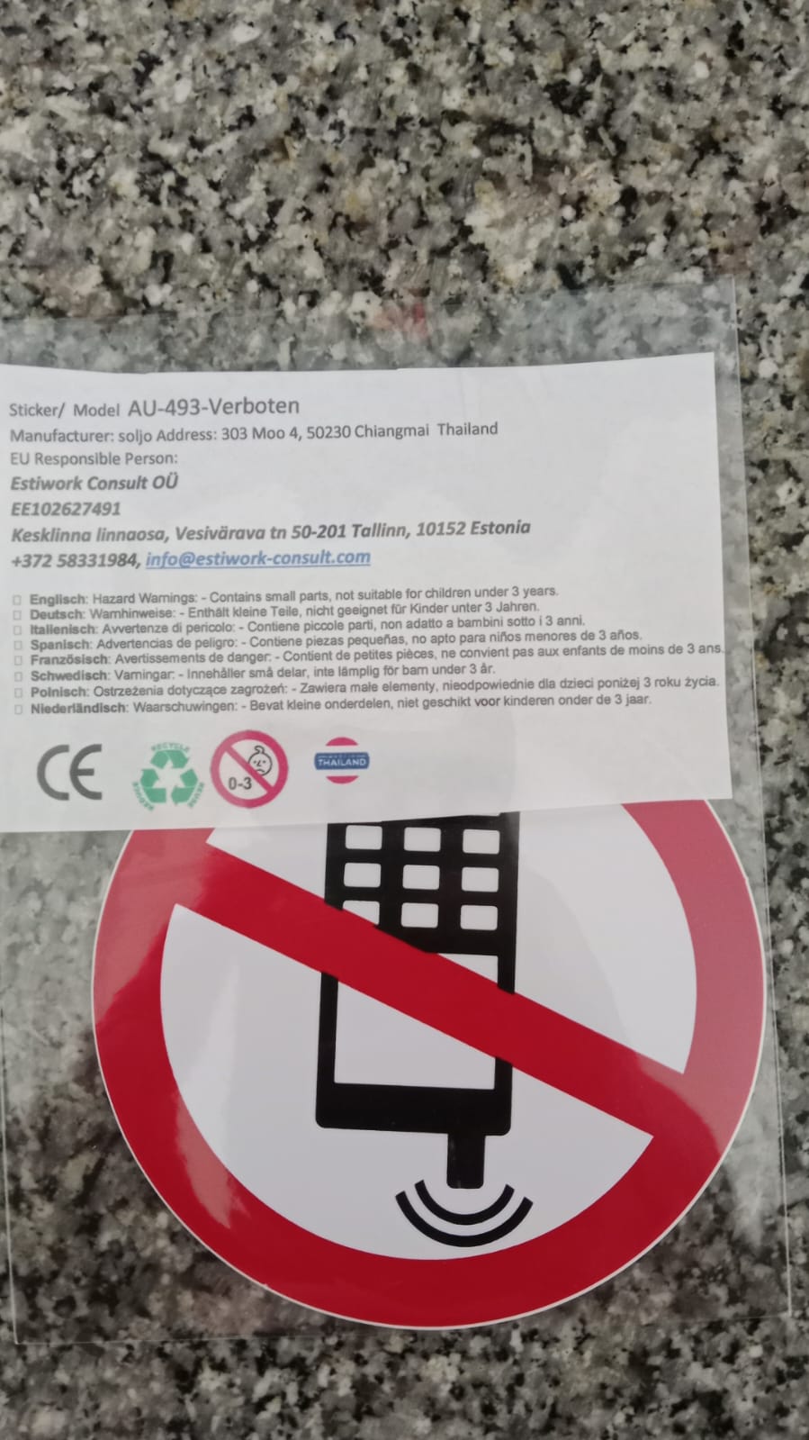 Interdit "Téléphoner portable" rond autocollant sticker adhésif 493