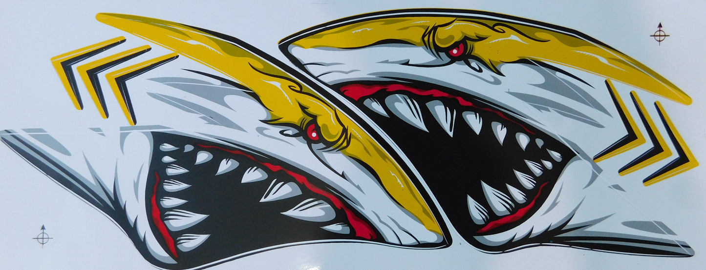 Shark Sticker Set in four colors (35 × 15 cm) – Perfect for Bicycles, Cars, and Motorcycles NS124
