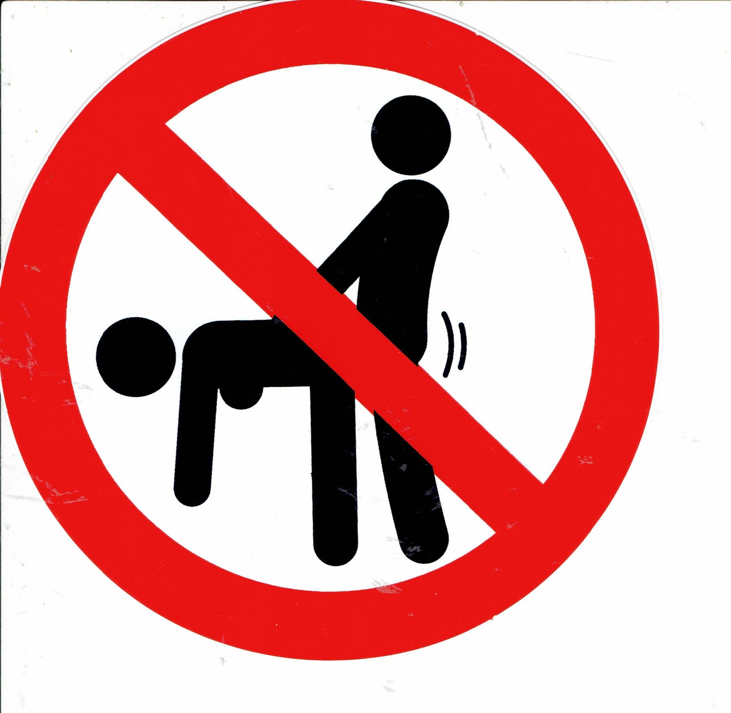Interdit " S E X par derrière " autocollant rond 347
