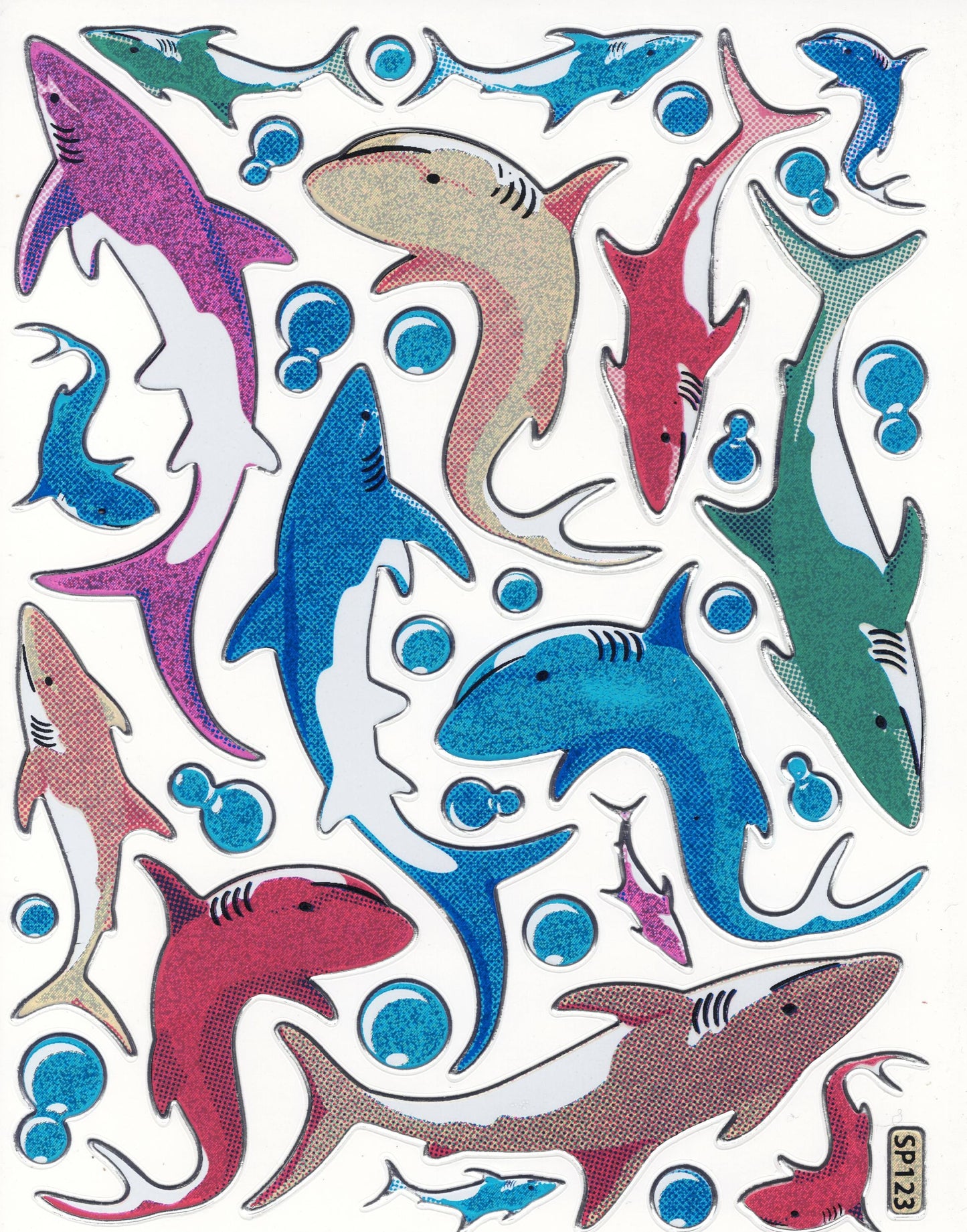 Salut les poissons animaux colorés autocollants stickers effet métallique paillettes pour enfants bricolage maternelle anniversaire 1 feuille 458