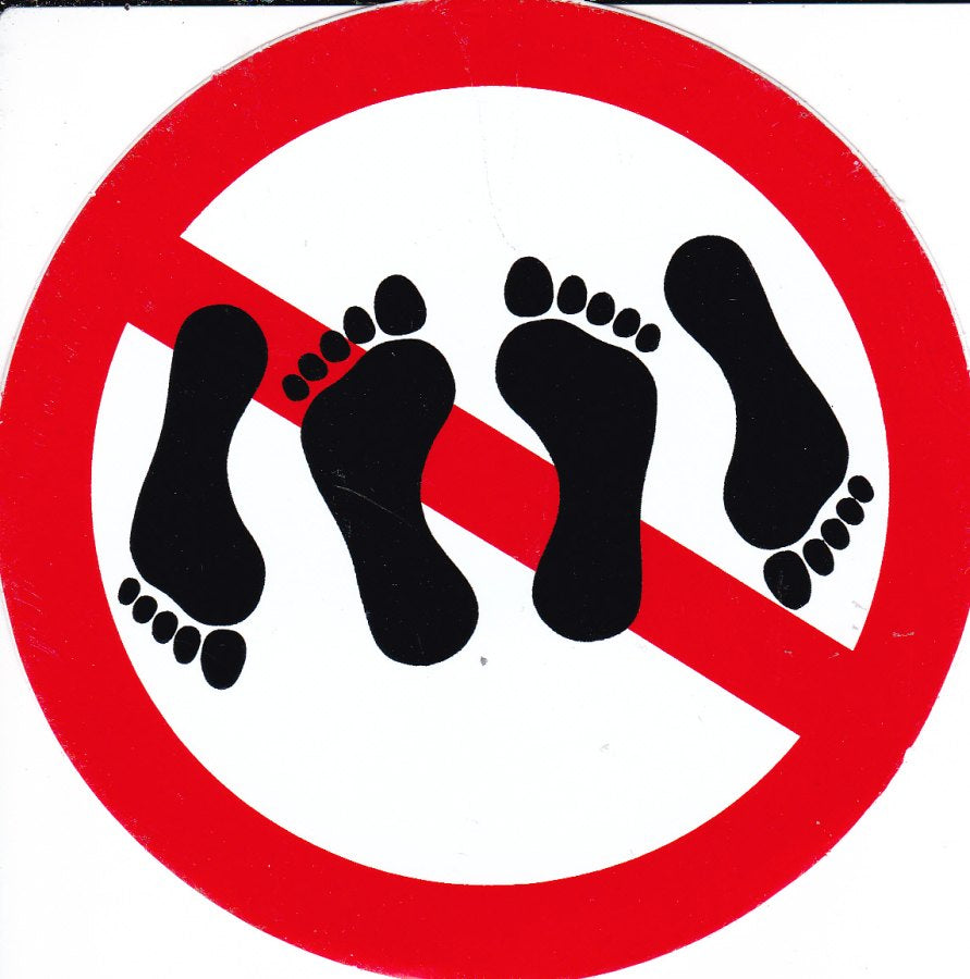 Interdit " pieds nus " autocollant rond 524