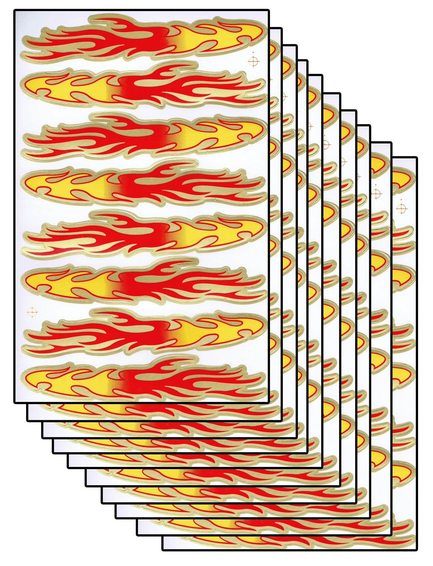 10ER SPAR PACK Flammen Feuer orange Aufkleber Sticker Motorrad Moped Roller Skateboard Auto Tuning Modellbau selbstklebend 040