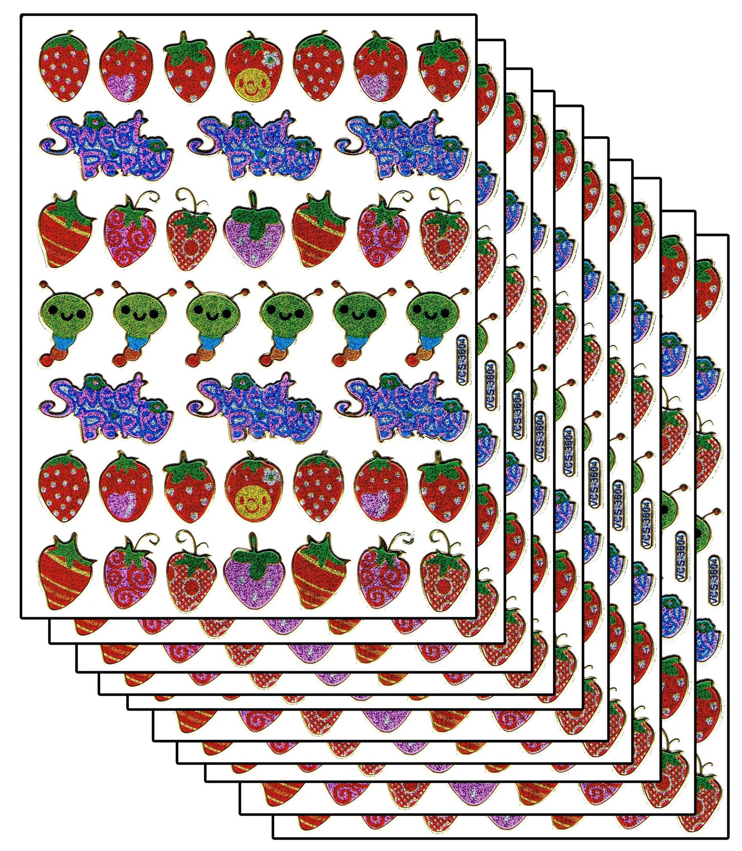 Ensemble d'épargne 10 feuilles de fruits fruits animaux 410 autocollants autocollants métallisé effet scintillant pour enfants artisanat maternelle anniversaire