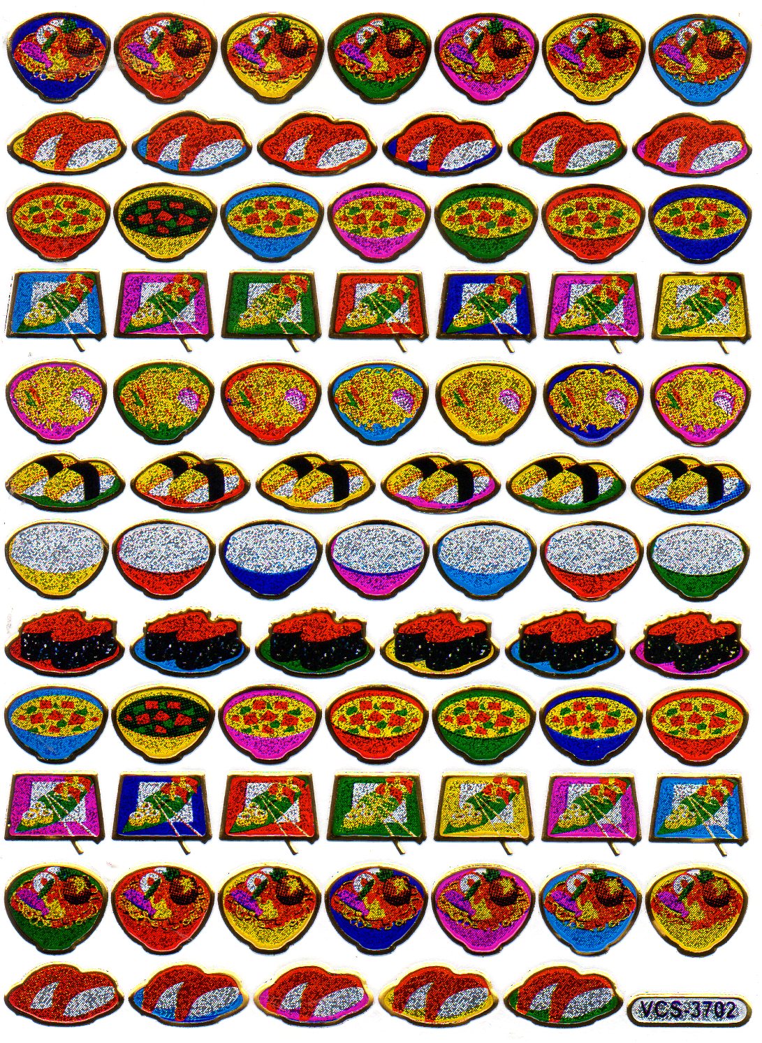 Sushi nourriture japonaise autocollant métallique paillettes effet école bureau dossier enfants artisanat maternelle 1 feuille 131