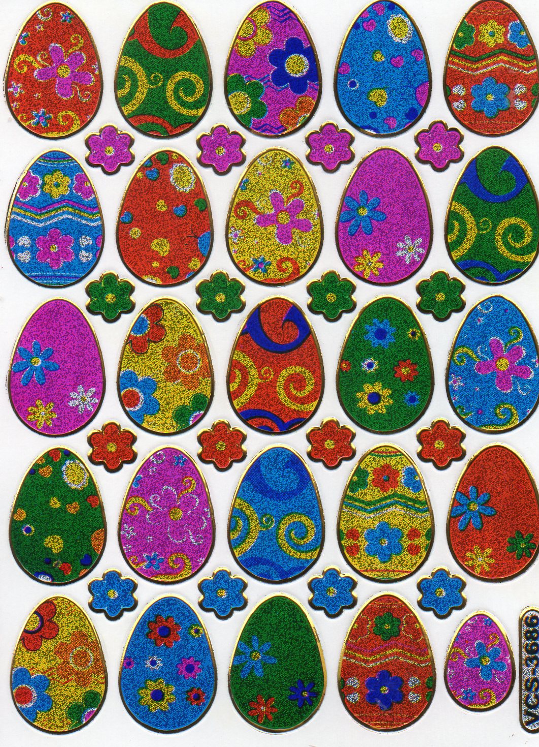 Oeufs de pâques Oeufs de pâques oeuf autocollants autocollants métallisé effet scintillant écoliers artisanat maternelle 1 feuille 170