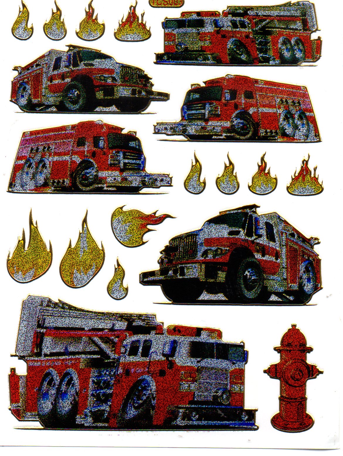 Pompier pompier autocollant autocollant métallisé paillettes effet écoliers artisanat maternelle 1 feuille 171