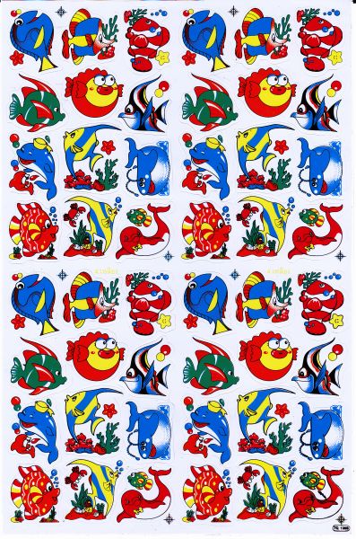 Fish sea aquarium fish animals stickers for children crafts kindergarten birthday 1 sheet 256