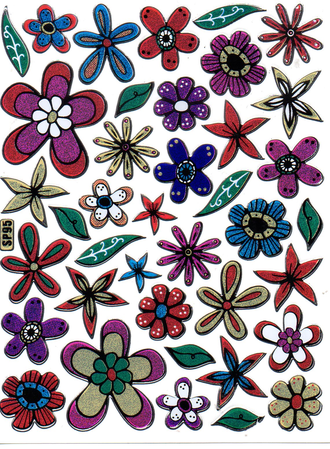 Orchideen Blumen bunt Aufkleber Sticker metallic Glitzer Effekt Kinder Basteln Kindergarten 1 Bogen 276