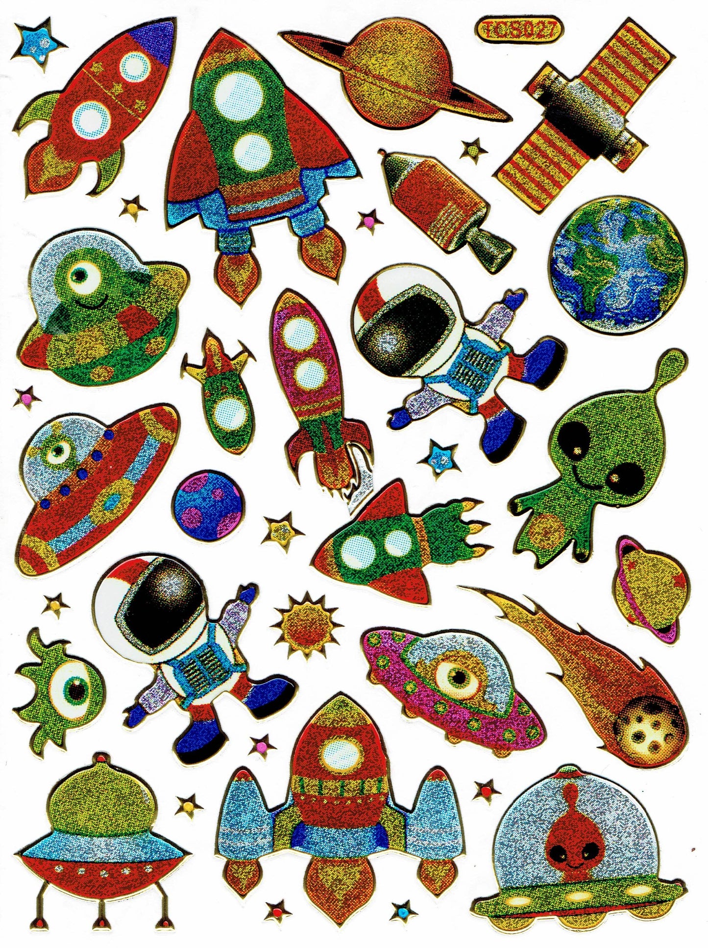Fusée Ufo Astronaute Autocollant Effet Paillettes Métalliques École Enfants Artisanat Maternelle 1 Feuille 300