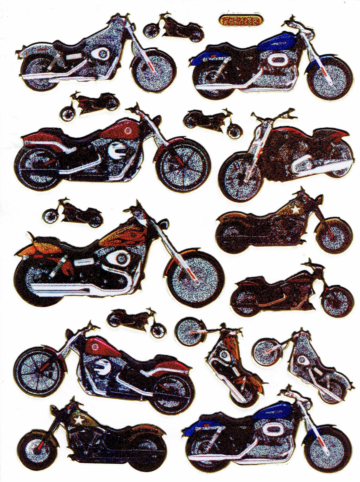 Moto Biker Chopper Autocollant Effet Paillettes Métalliques École Enfants Artisanat Maternelle 1 feuille 368