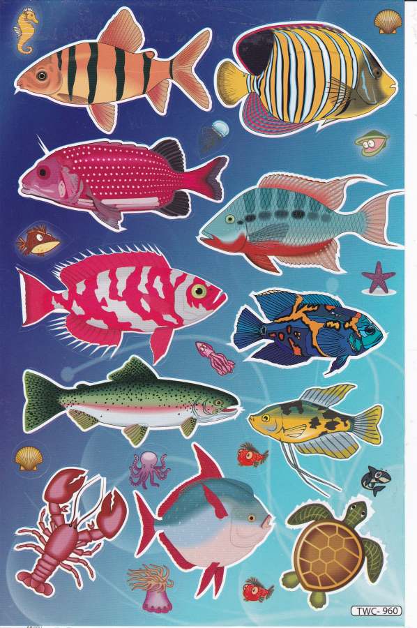 Fish Sticker Set for Kids - Colorful Aquarium & Sea Fish Stickers for Crafts and Decoration
