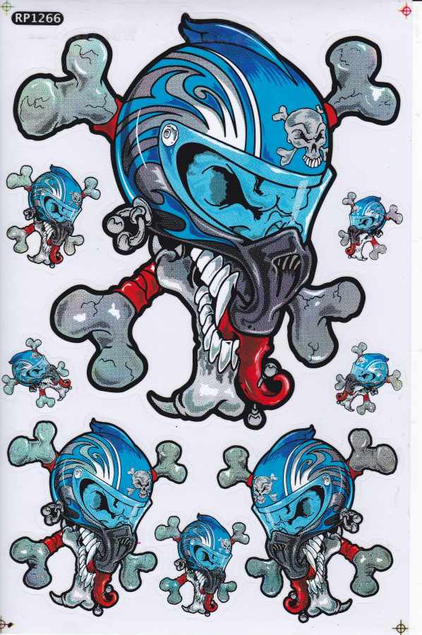 Totenkopf Skull Aufkleber Sticker Motorrad Roller Skateboard Auto Tuning Modellbau selbstklebend 414