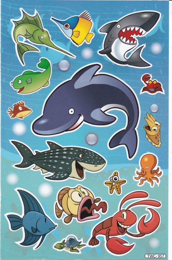 Ocean Sticker Set with Whale, Shark & Sea Turtle – Colourful Ocean Creature Stickers for Kids