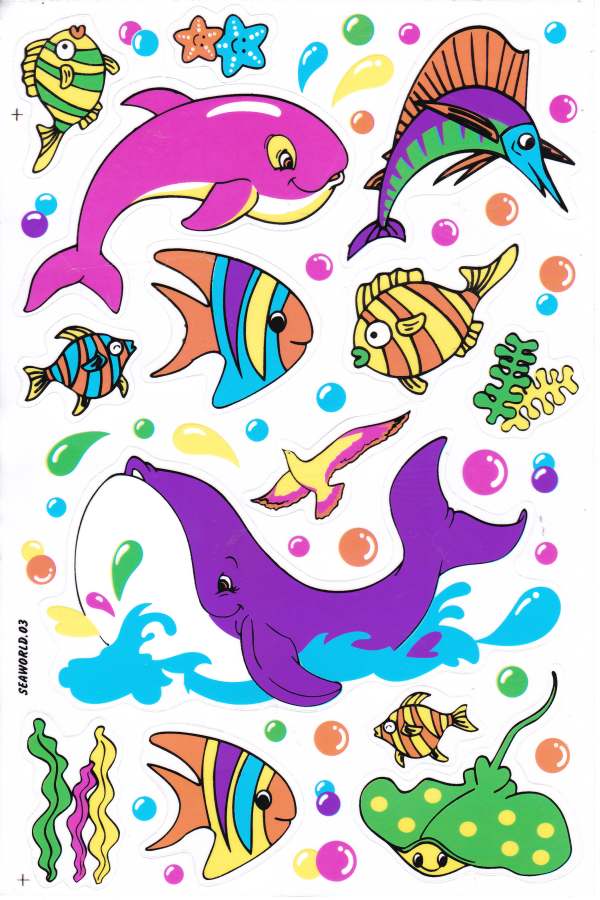 Fish sea aquarium fish animals stickers for children crafts kindergarten birthday 1 sheet 462