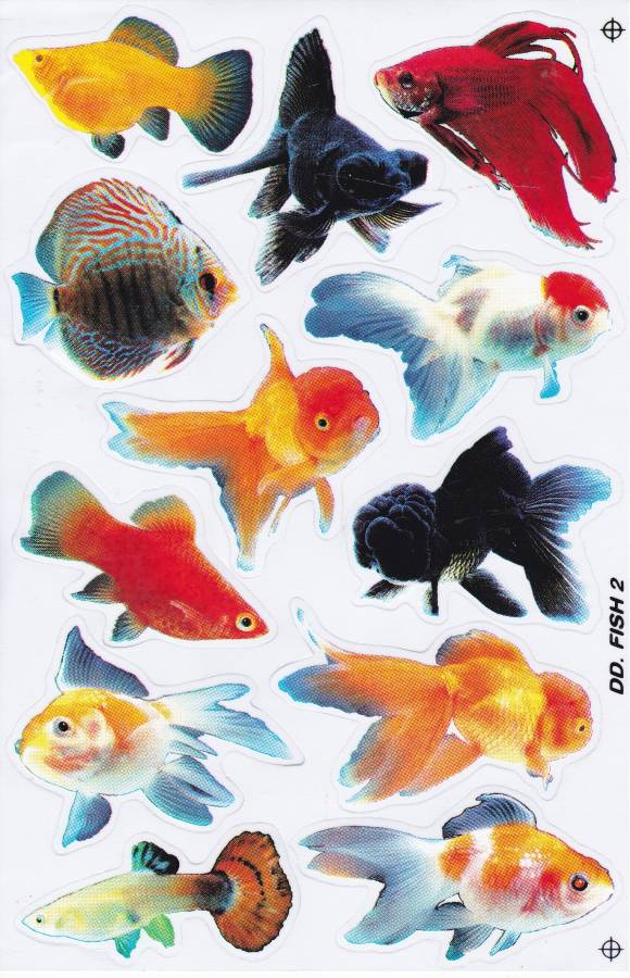 Fish sea aquarium fish animals stickers for children crafts kindergarten birthday 1 sheet 496