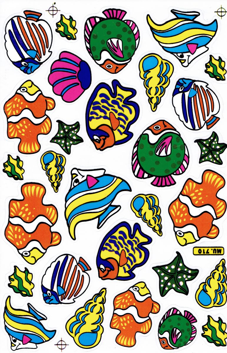 Poissons mer aquarium poissons animaux autocollants pour enfants artisanat maternelle anniversaire 1 feuille 523