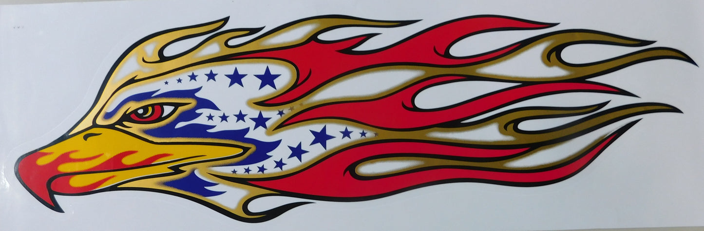 Eagle Falcon Large Flames Fire Sticker Decal Film 1 Sheet 530 mm x 170 mm Weatherproof Motorcycle Scooter Skateboard Car Tuning Self-Adhesive