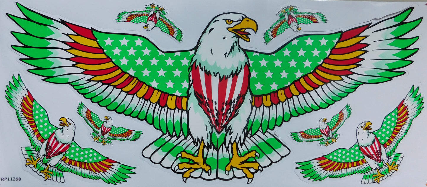 Eagle Falcon green extra big sticker decal film 1 sheet 530 mm x 230 mm weather-resistant motorcycle scooter skateboard car tuning self-adhesive