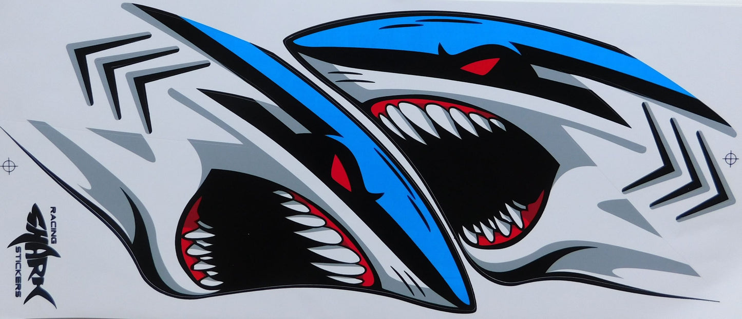 Shark Flames Blue Sticker Decal Foil 1 Sheet 350 mm x 150 mm Weatherproof Motorcycle Scooter Skateboard Car Tuning Self-Adhesive