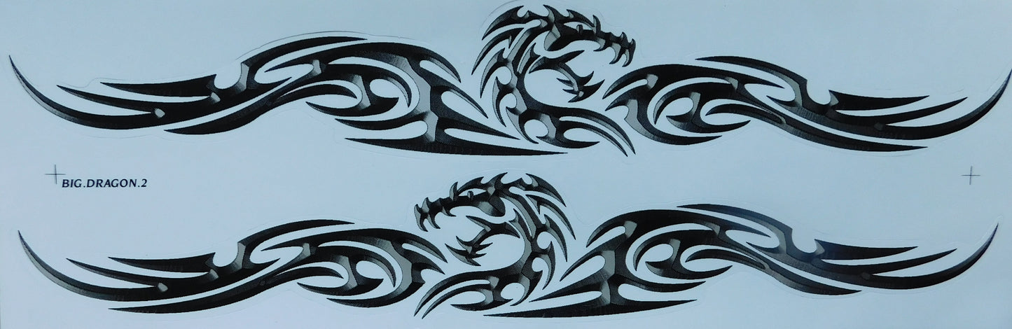 Dragon Large Flames Fire black grey Sticker Decal Foil 1 sheet 530 mm x 170 mm weatherproof motorcycle scooter skateboard car tuning self-adhesive FL097