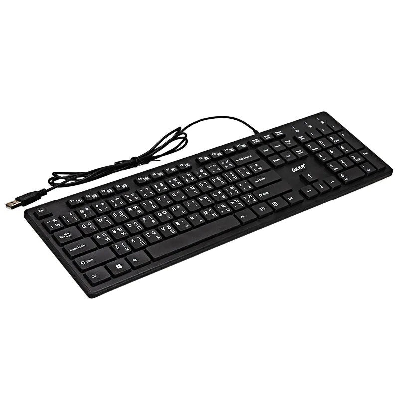 OKER KB518 : Élégant clavier QWERTY USB noir avec caractères thaïlandais