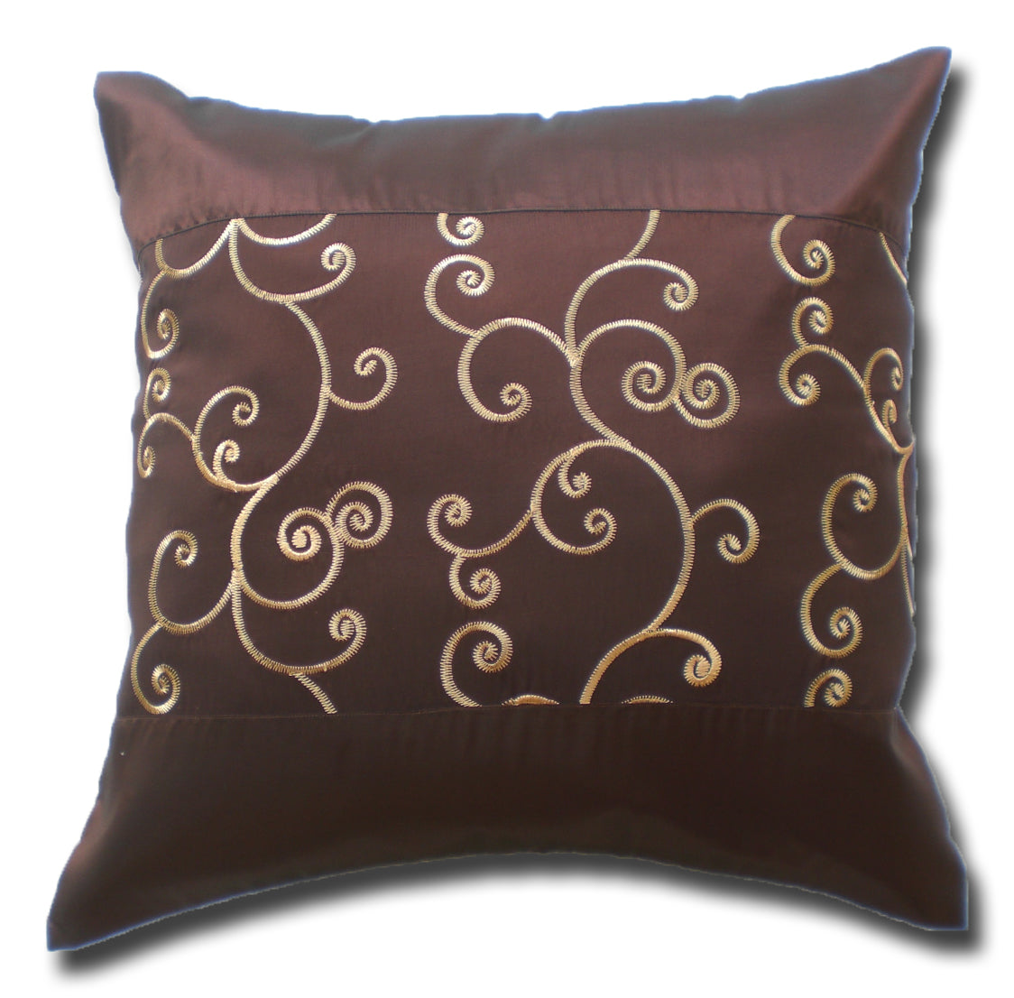 Pillow Pillowcase Motif Flowers Ivy dark brown 40x40cm/15.5x15.5in Thai Silk Sofa Bed Garden Chair
