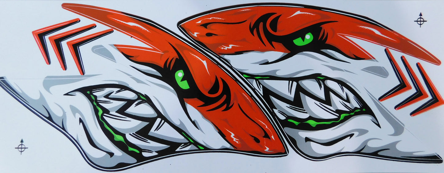 Shark Flames Orange Sticker Decal Film 1 Sheet 350 mm x 150 mm Weatherproof Motorcycle Scooter Skateboard Car Tuning Self-Adhesive LS009