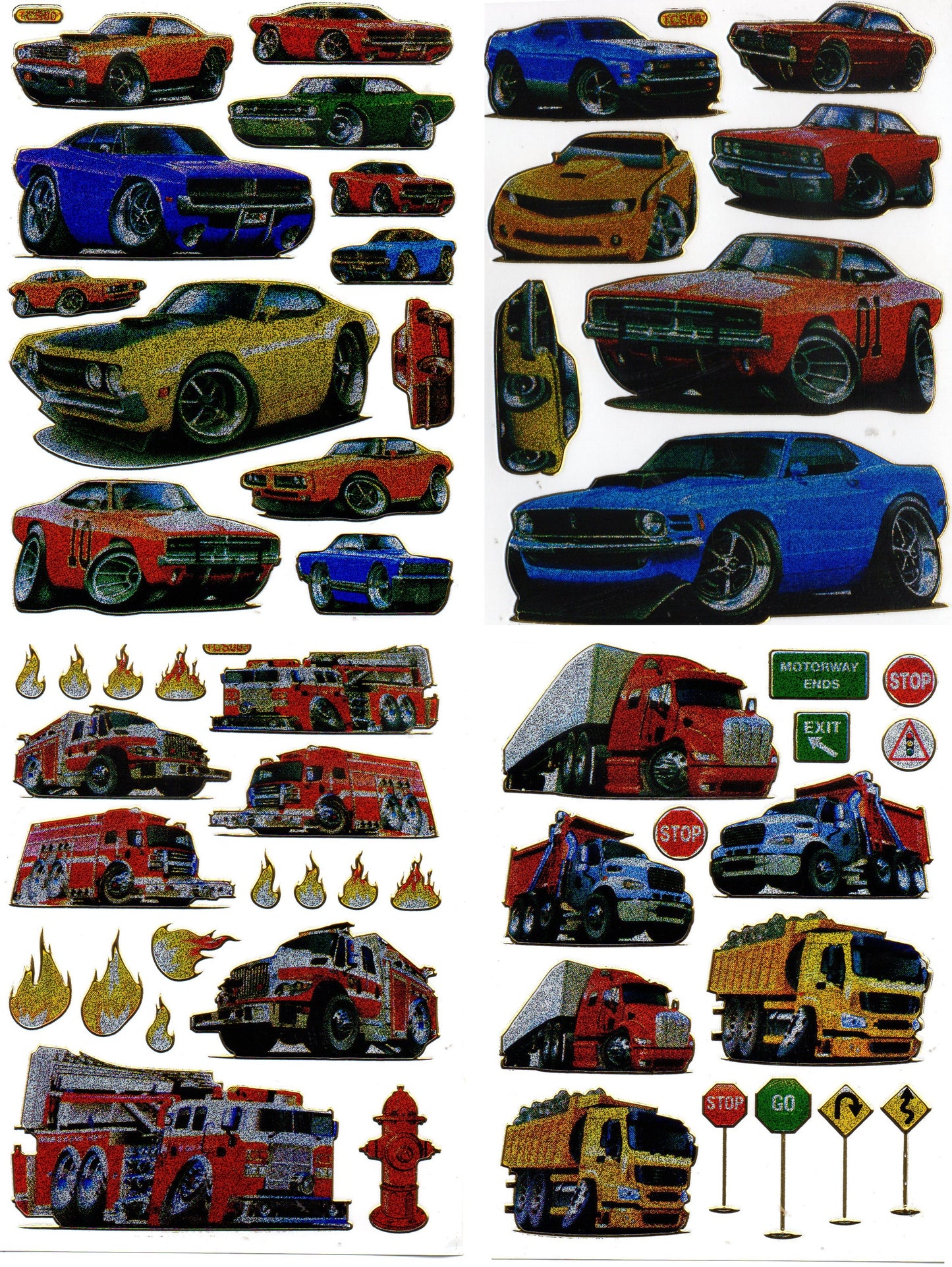 Autocollant de voiture de muscle de voiture effet de paillettes métalliques écoliers artisanat maternelle 1 feuille 250