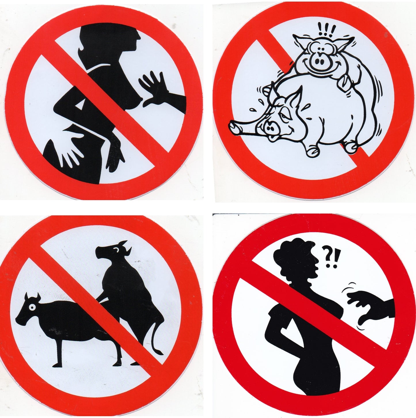 4 Bogen Promotion Spar Set - Verboten rund Aufkleber Sticker selbstklebend