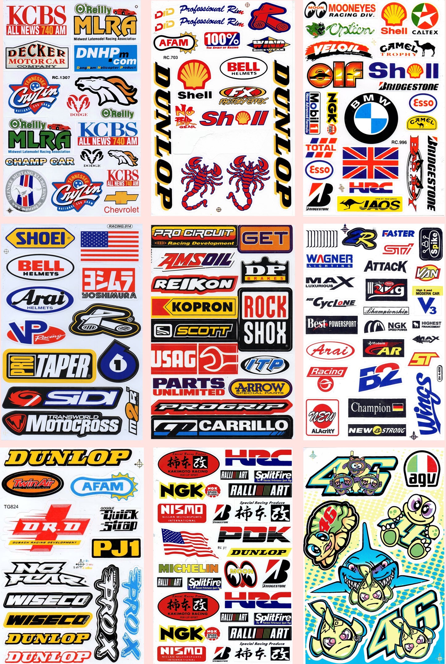 SAVINGS SET 9 BOGEN sponsor sponsors logo autocollant moto vélo skateboard voiture tuning auto-adhésif S06