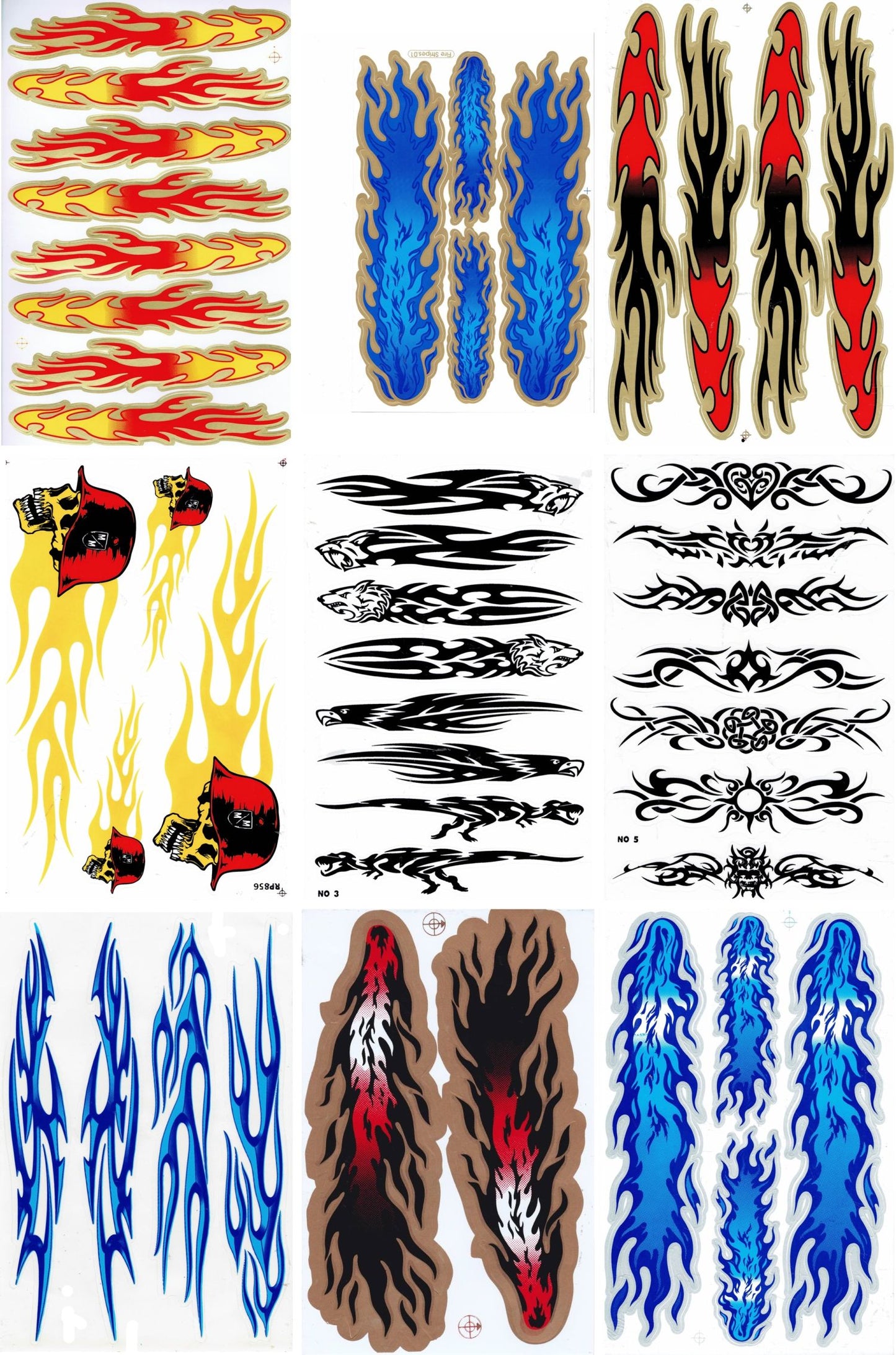 SAVINGS SET 9 ARCH flammes feu autocollant moto vélo skateboard voiture tuning auto-adhésif S12