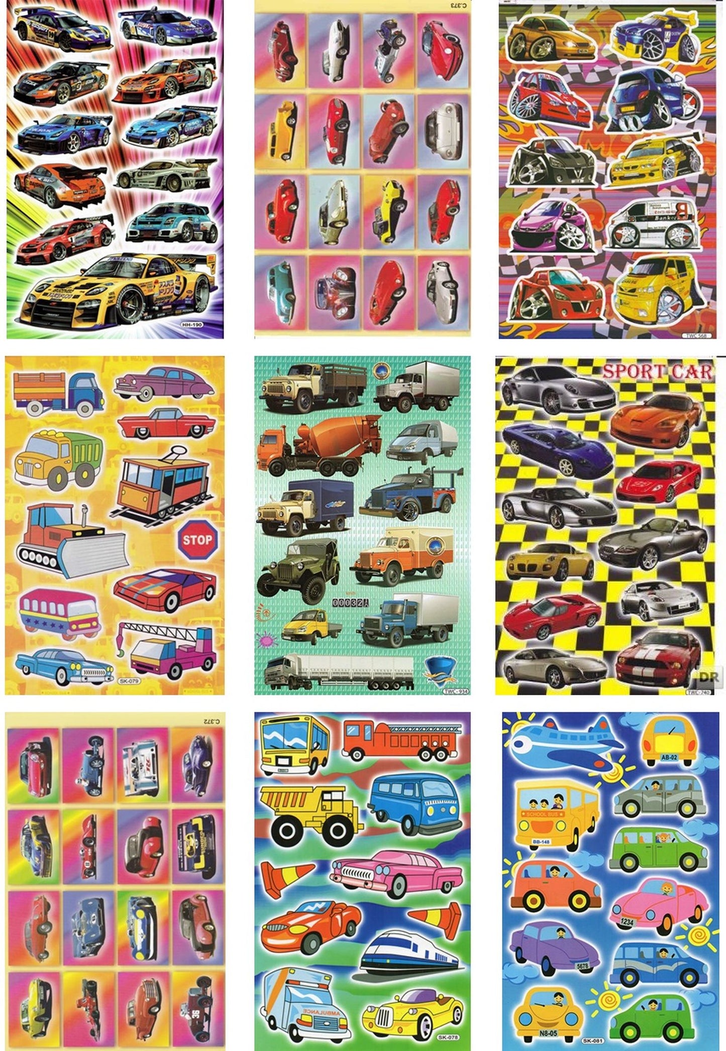 ENSEMBLE D'ÉPARGNES 9 FEUILLES Voiture Camion Pelle Animaux Autocollants Autocollants pour Enfants Artisanat Maternelle Anniversaire S31