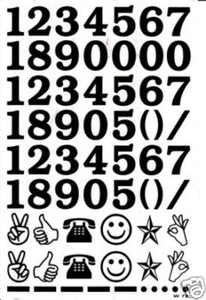 Numéros Numéros 123 Noir 26 mm Haut Autocollant pour Dossiers de Bureau Enfants Artisanat Maternelle Anniversaire 1 Feuille 011