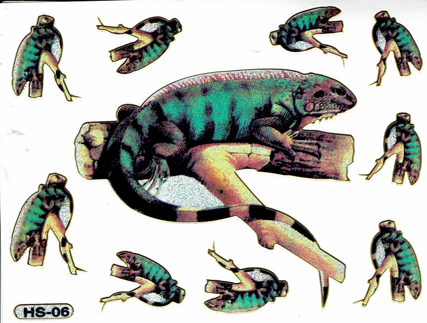 Iguane lézard coloré animaux autocollants autocollants métallisé effet scintillant artisanat pour enfants maternelle 1 feuille 041