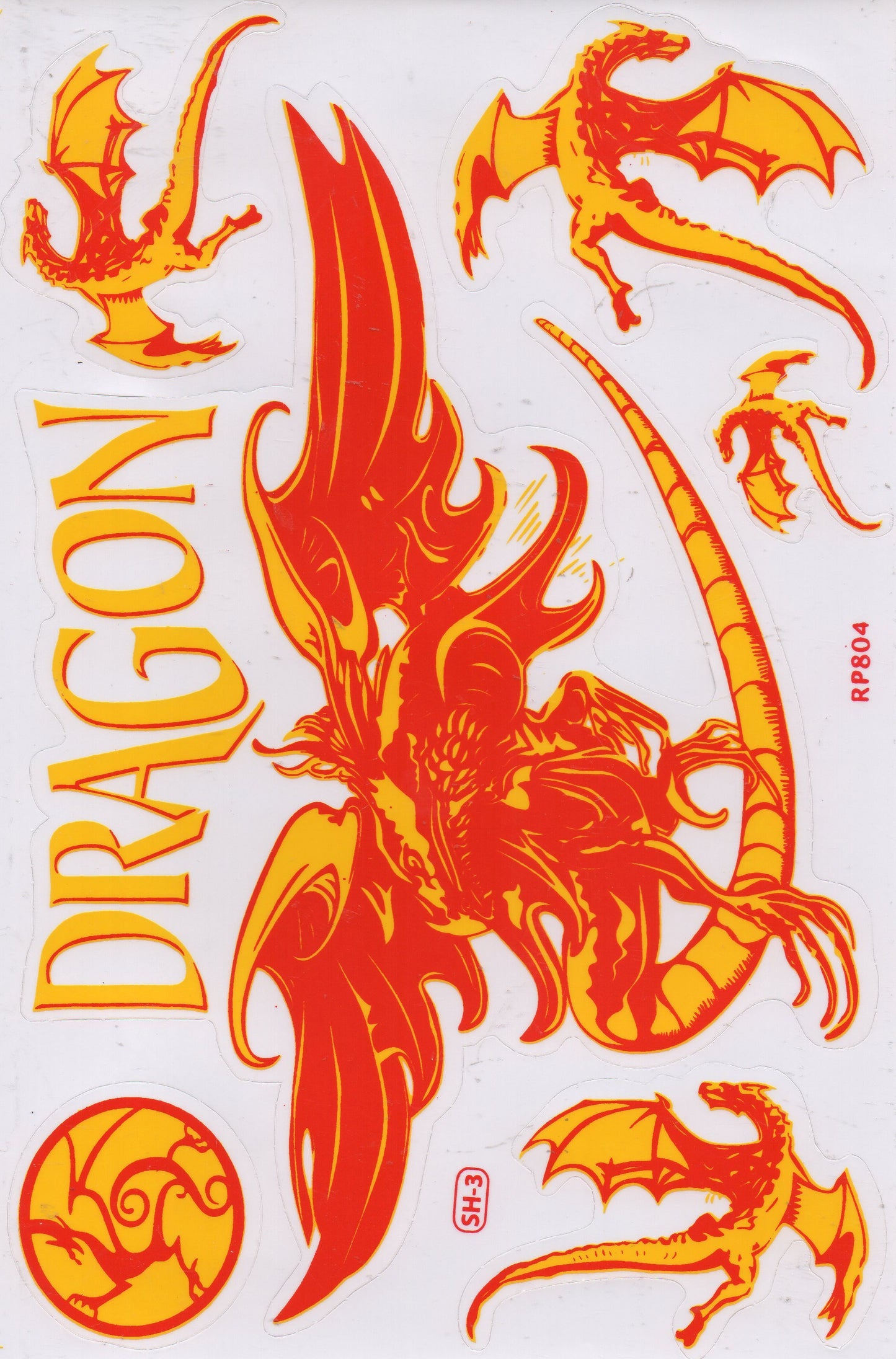 Dragon serpent orange autocollant moto scooter skateboard voiture tuning auto-adhésif 094