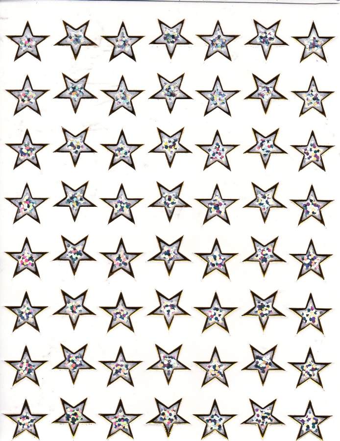 Étoile étoile argent autocollant autocollant métallisé effet scintillant pour enfants artisanat maternelle anniversaire 1 feuille 102