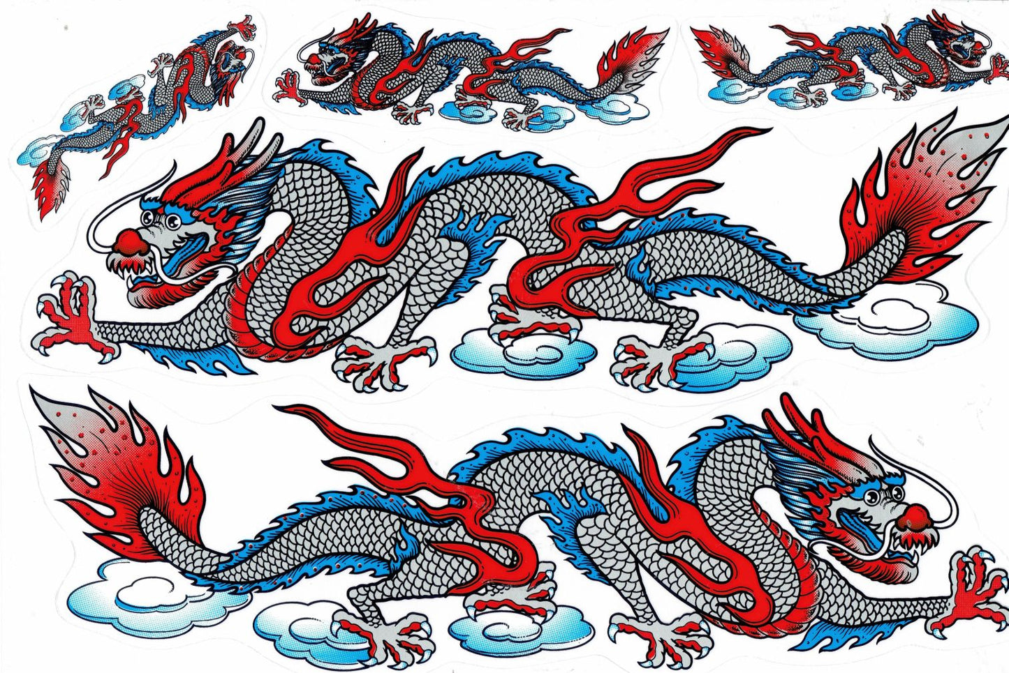 Dragon serpent argent autocollant moto scooter skateboard voiture tuning auto-adhésif 120