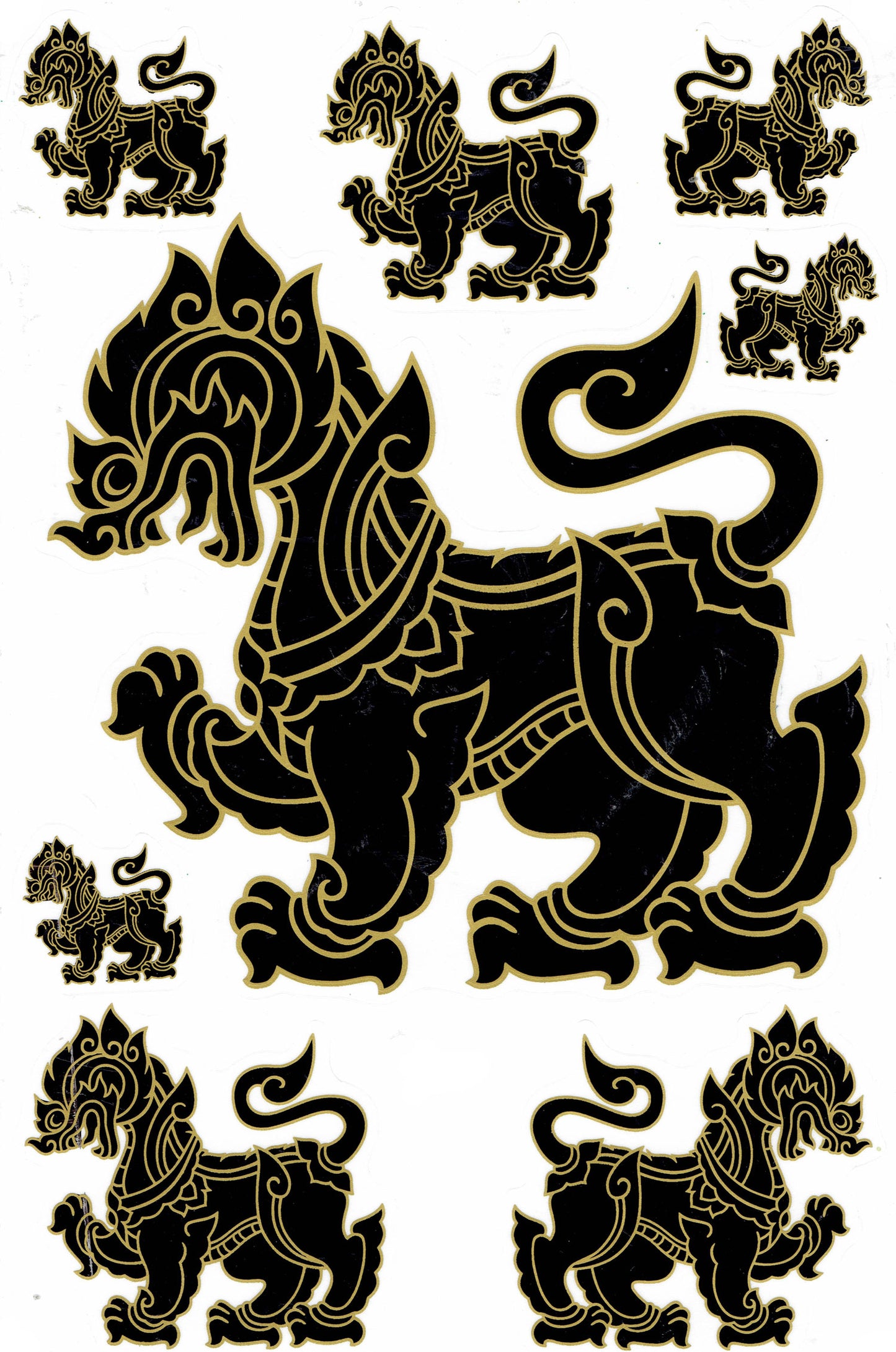 (Black) Chinese Lion and Dragon Decal Sticker - Perfect for Motorcycle, Scooter, Skateboard, Car Tuning, Model Building - Self-Adhesive