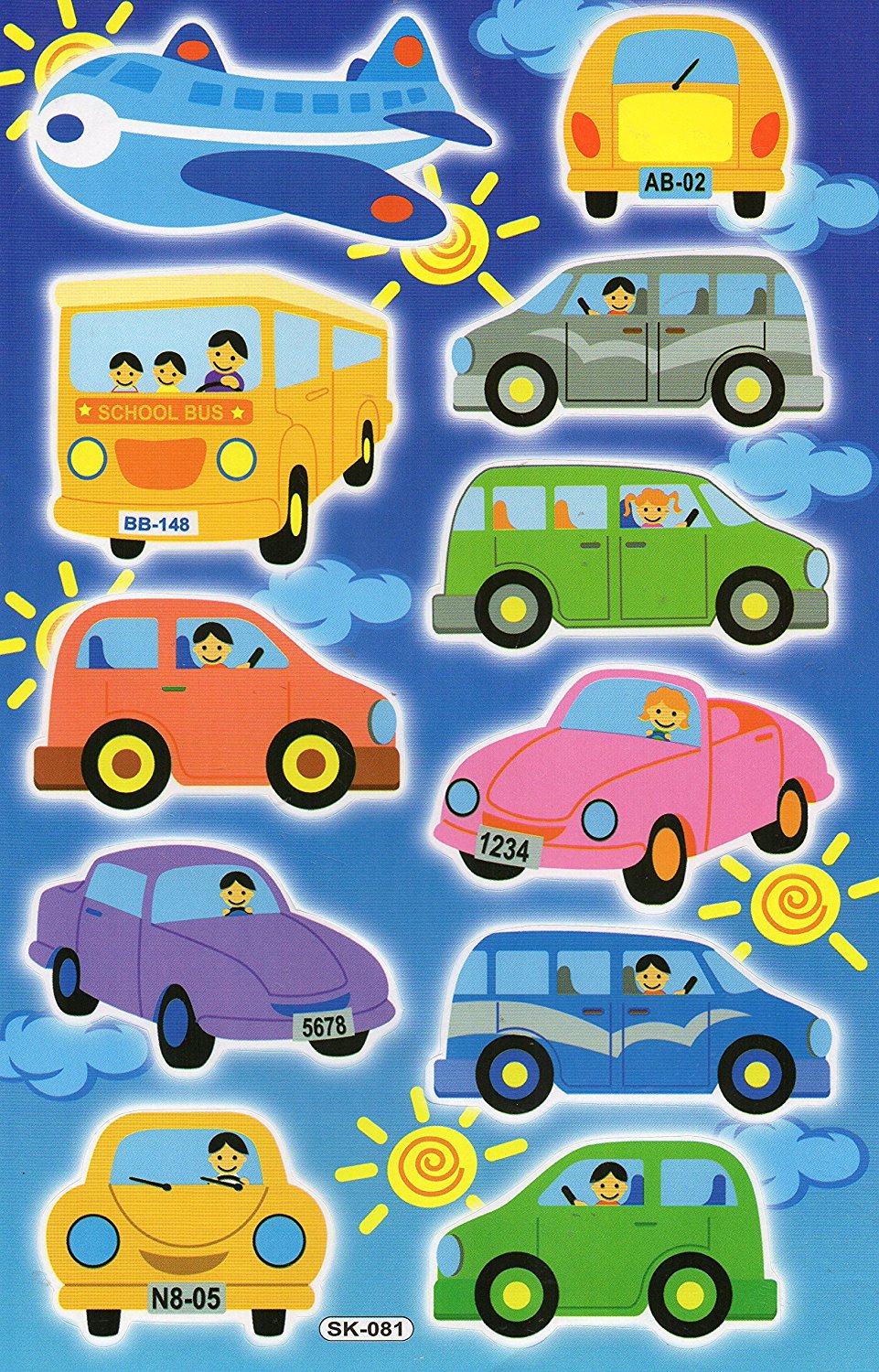 Autocollant de voiture de sport voiture autocollant pour enfants artisanat maternelle anniversaire 1 feuille 141