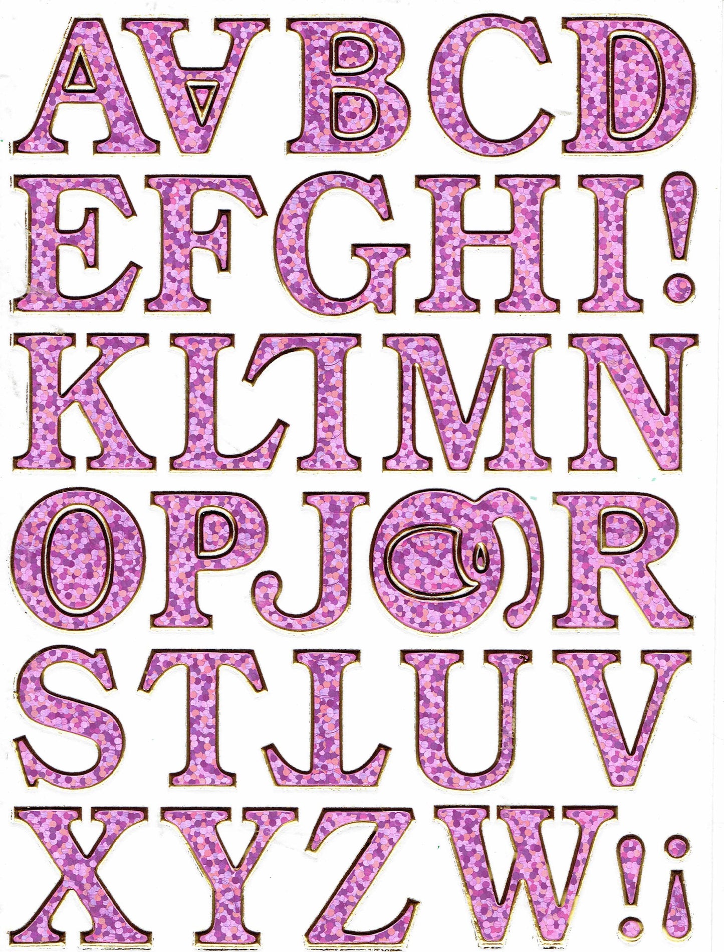 Lettres ABC rose hauteur 20 mm autocollant autocollant métallique effet paillettes école bureau dossier enfants artisanat maternelle 1 feuille 150