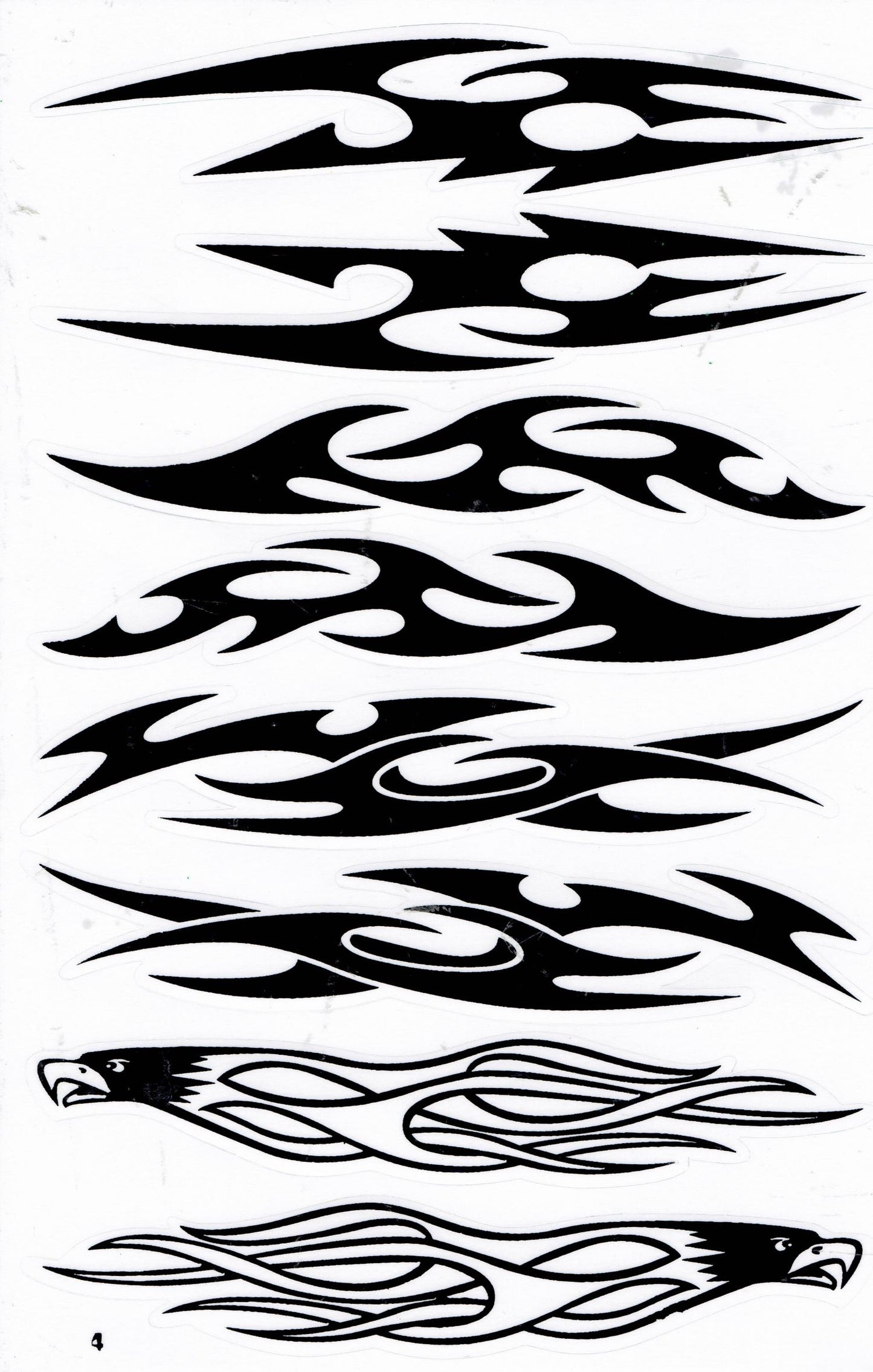 Flammen Feuer schwarz Aufkleber Sticker Motorrad Roller Skateboard Auto Tuning Modellbau selbstklebend 156