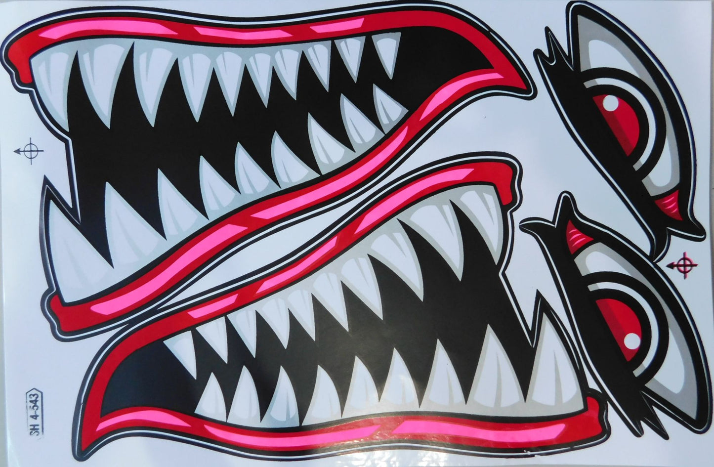 Requin bouche pharynx gullet dents autocollant moto scooter planche à roulettes voiture tuning modèle bâtiment auto-adhésif 196