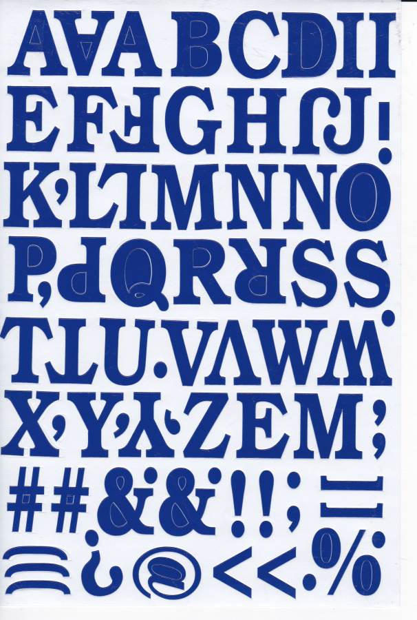 Lettres ABC bleu 28 mm haut autocollant pour dossiers de bureau enfants artisanat maternelle anniversaire 1 feuille 249