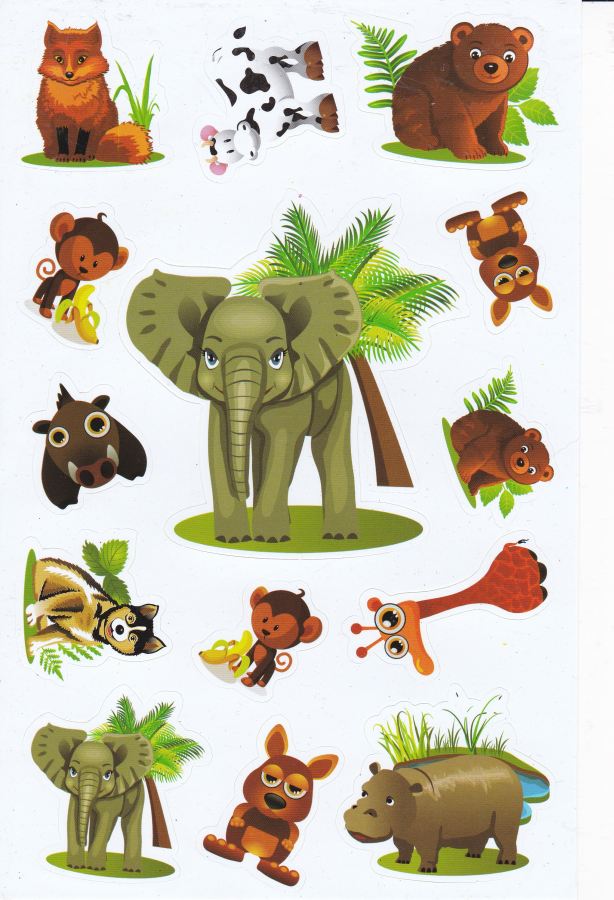 Elefant Bär Fuchs Tiere Aufkleber Sticker für Kinder Basteln Kindergarten Geburtstag 1 Bogen 255