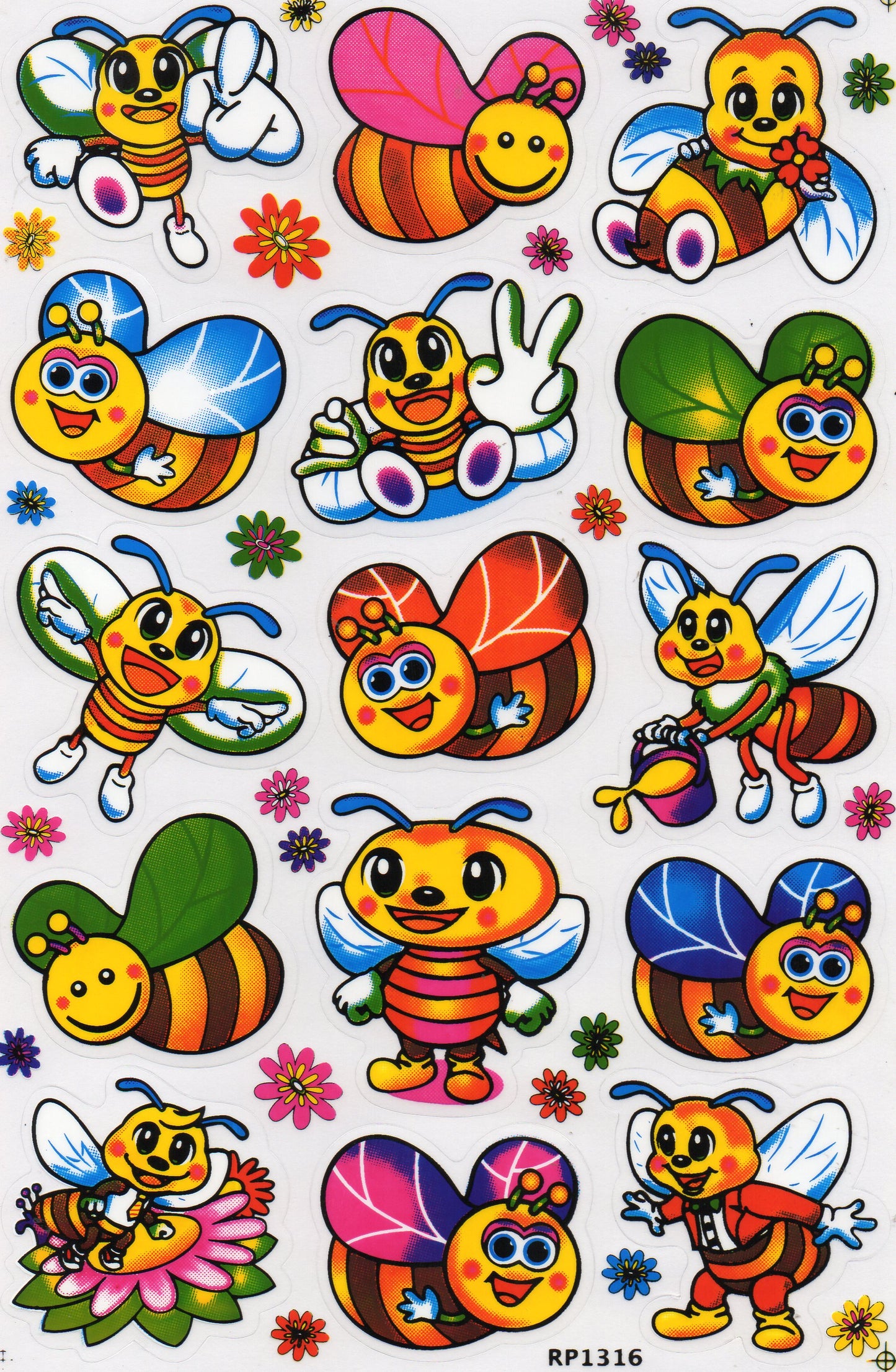 Abeilles Bourdon Guêpe Abeille Insectes Animaux Autocollants pour Enfants Artisanat Maternelle Anniversaire 1 feuille 272