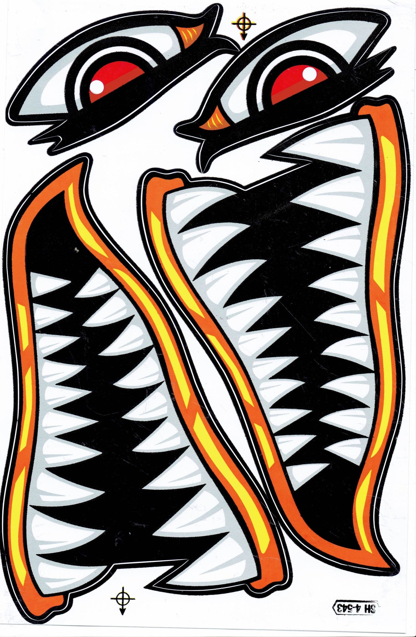 Shark mouth pharynx gullet teeth sticker motorcycle scooter skateboard car tuning model building self-adhesive 291