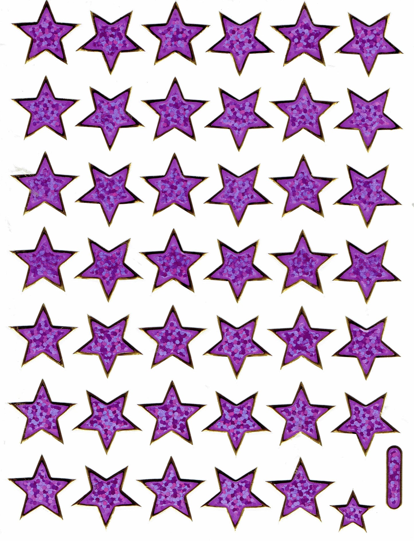 Stars Star purple stickers metallic glitter effect for children crafts kindergarten birthday 1 sheet 297