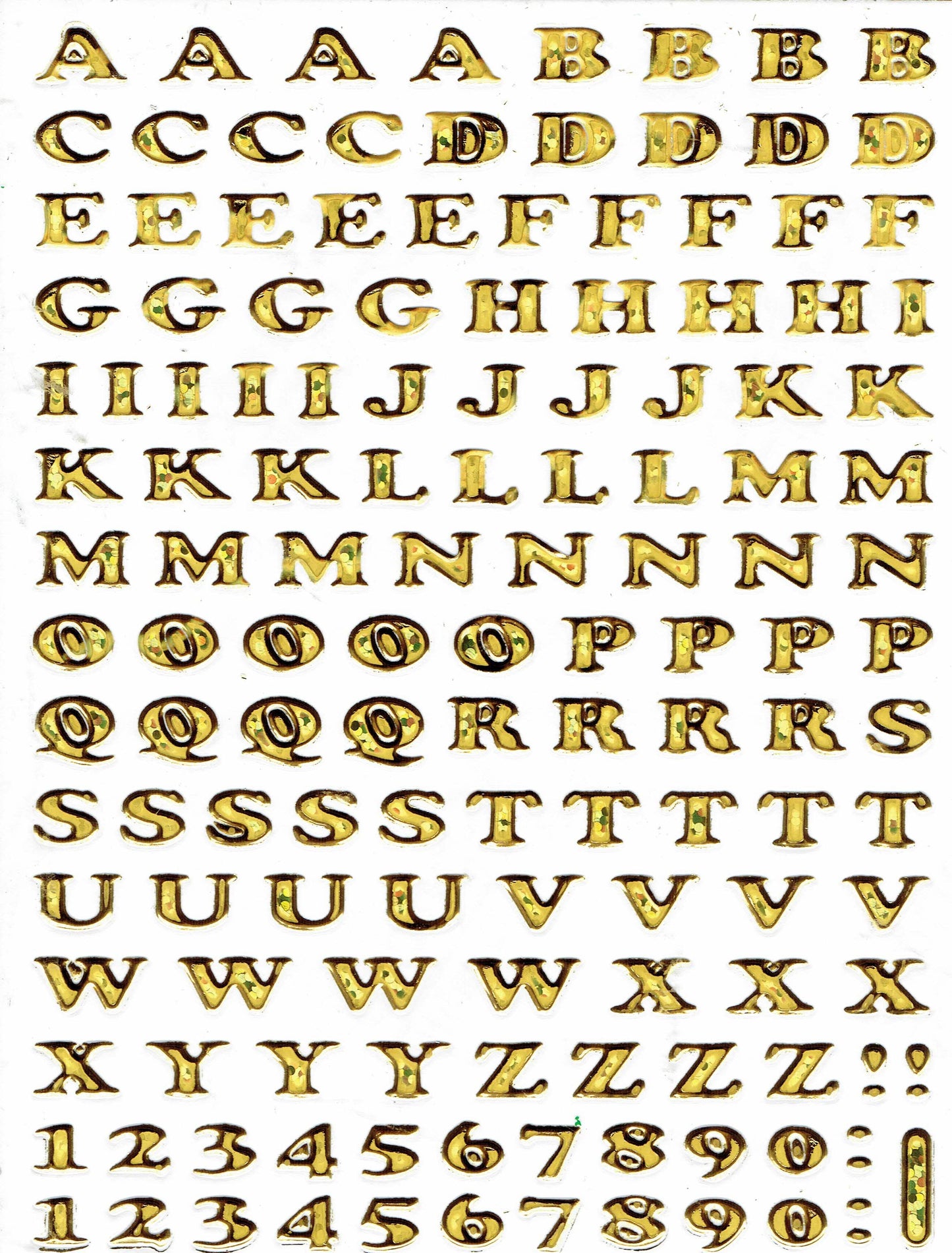 Lettres ABC or hauteur 5 mm autocollant autocollant métallisé paillettes effet école bureau dossier enfants artisanat maternelle 1 feuille 320