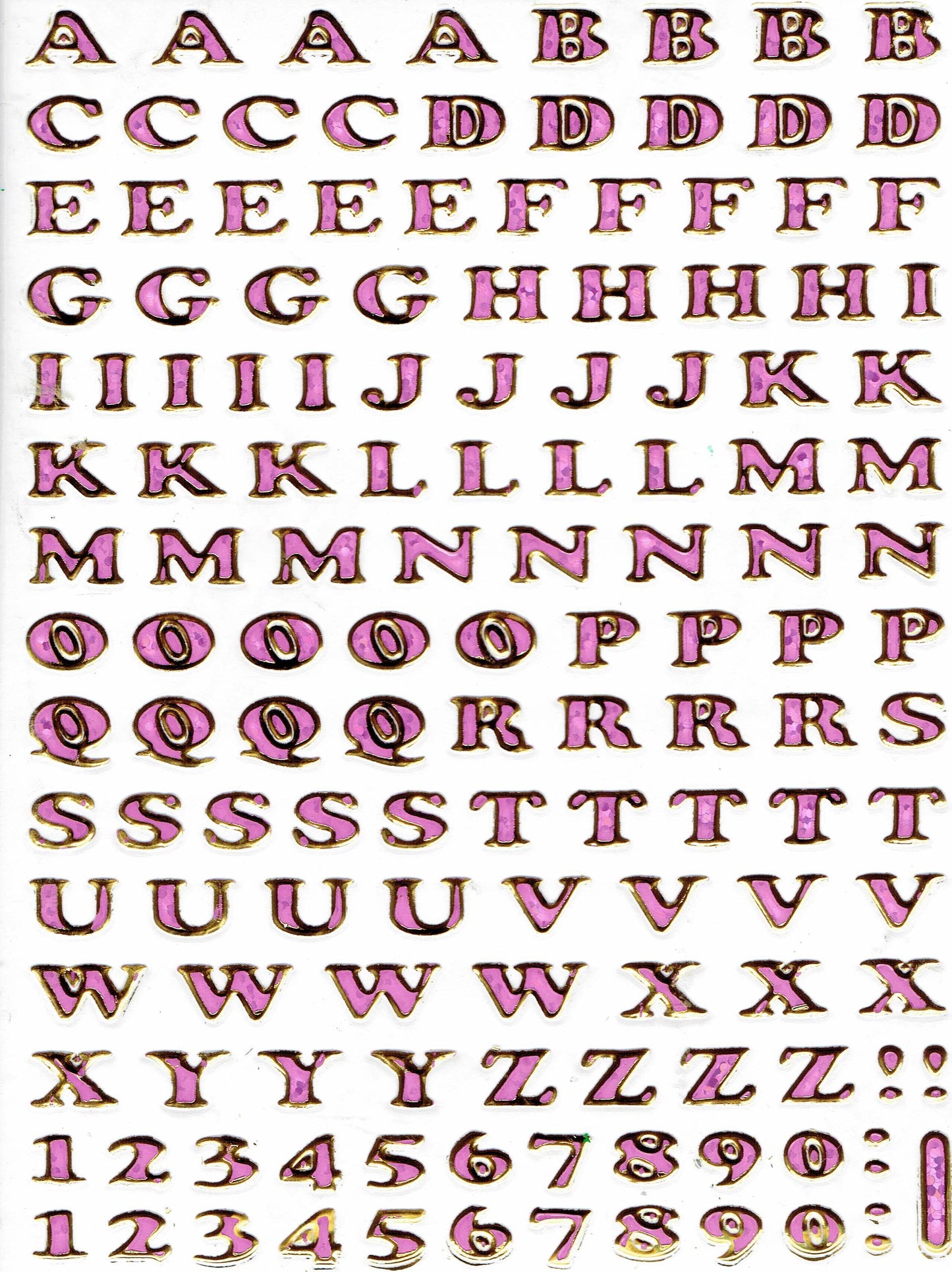 Lettres ABC rose hauteur 5 mm autocollant autocollant métallisé paillettes effet école bureau dossier enfants artisanat maternelle 1 feuille 322