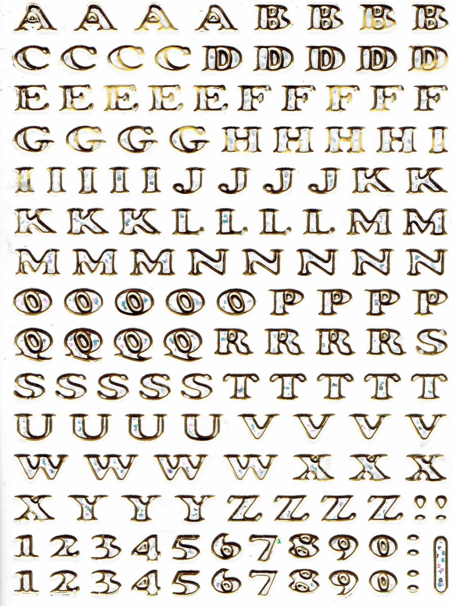 Letters ABC silver height 5 mm sticker sticker metallic glitter effect school office folder children craft kindergarten 1 sheet 324